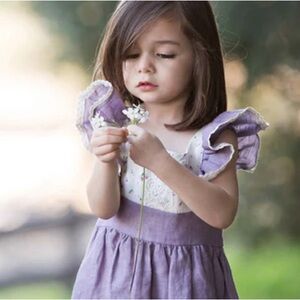 EleStory Flutter Dress - Lavender Linen